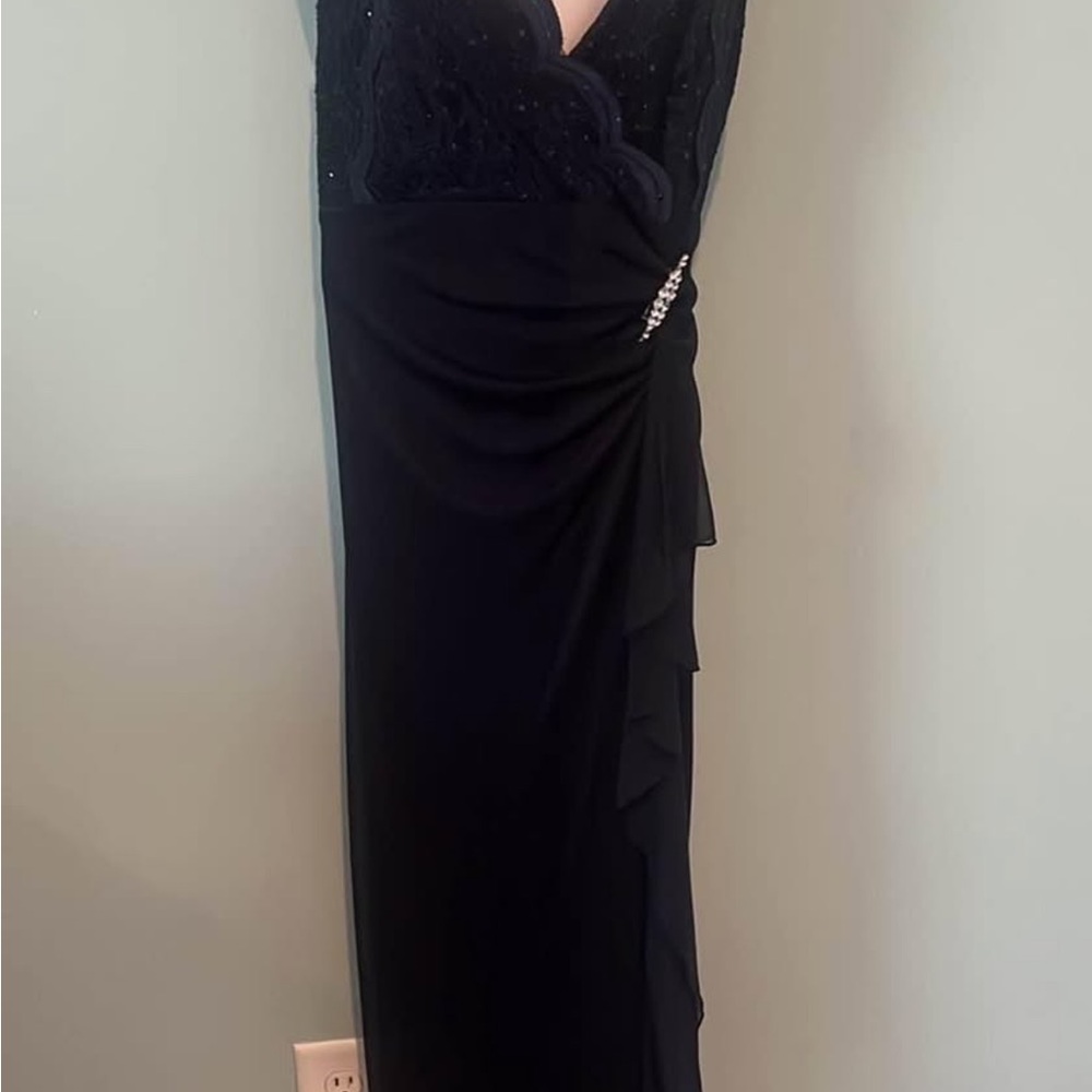 Connected Apparel navy Ruched Wrap Maxi Dress